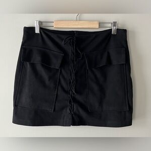 Brunette The Label Women’s Black Faux Suede Mini Skirt -M/L- grunge preppy